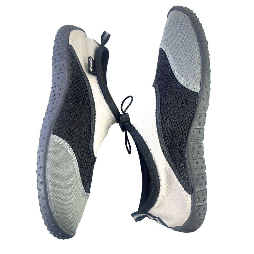 Rockin Mens Water Shoe Neoprene Mesh Black Grey White Toggle Adjust NWOT Size 11 - Picture 9 of 11